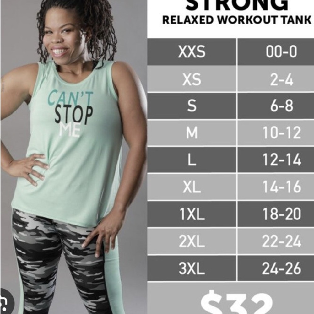 Blue Lularoe Rise Strong 💪 Sleeveless Top with Hashtag Print - Picture 3 of 3